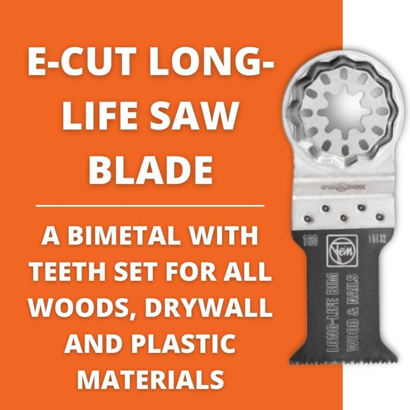 Fein Starlock E-Cut Long-Life Saw Blade - Precision Cutting for Wood, Drywall & Plastics, Bimetal with Teeth Set, 1-3/8" Medium Width, 2" Length, 3-Pack - 63502160270 - Image 3